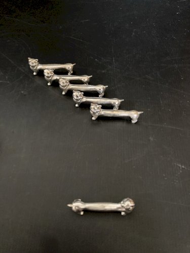 lot de 6 Portes Couteau chats métal argenté  Ancien Vintage décoration table