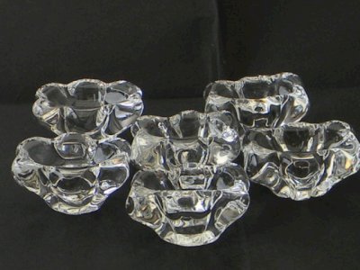 Set of 6 crystal salt shakers by DAUM.