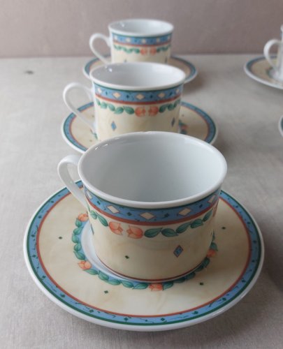 Lot de 6 tasses + 6 sous tasses, en céramique, Heinrich Winterling