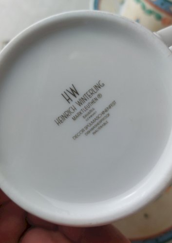 Lot de 6 tasses + 6 sous tasses, en céramique, Heinrich Winterling