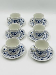 Lot de 6 tasses et sous-tasses Biltons England décor Blue Onion