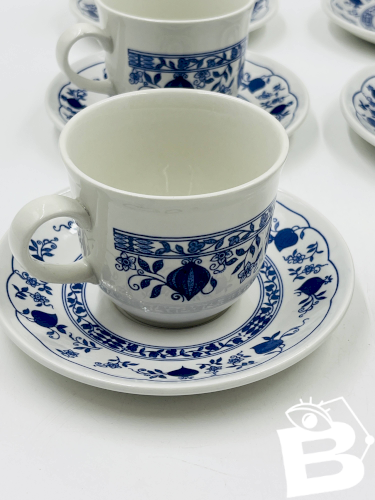 Lot de 6 tasses et sous-tasses Biltons England décor Blue Onion