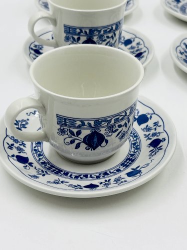 Lot de 6 tasses et sous-tasses Biltons England décor Blue Onion