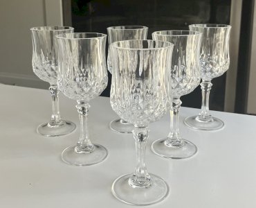 set of 6 white wine glasses Cristal d'Arques Longchamp model used