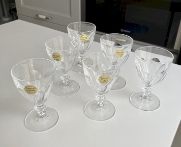 Set of 6 white wine or port glasses Cristal d'Arques model Rambouillet