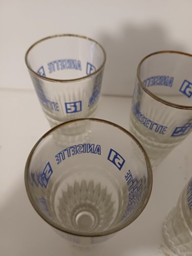 Lot de 6 verres vintage PASTIS 51 ANISETTE années 70