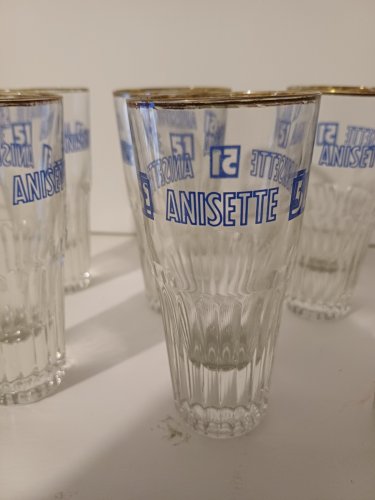 Lot de 6 verres vintage PASTIS 51 ANISETTE années 70