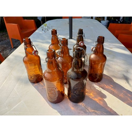 Lot de 7 Bouteilles de Bieres dAlsace Fischel