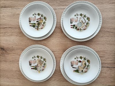 Lot De 6 Assiettes à Fromage Gien – Porcelaine, France – Diamètre 19 Cm – Bon état