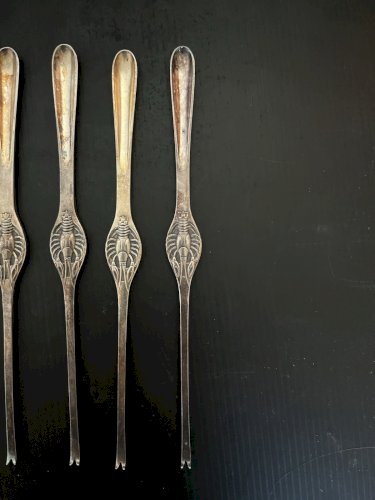 lot de 8 curettes  à crustacés homard en métal argenté poinçon  Allemand