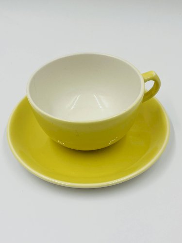 Lot de 8 Tasses et Sous-Tasses Vintage Boch Frères Jaune