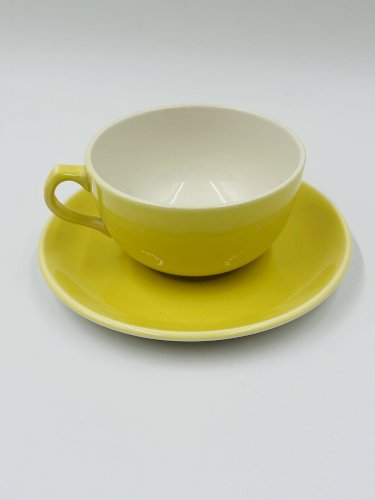 Lot de 8 Tasses et Sous-Tasses Vintage Boch Frères Jaune
