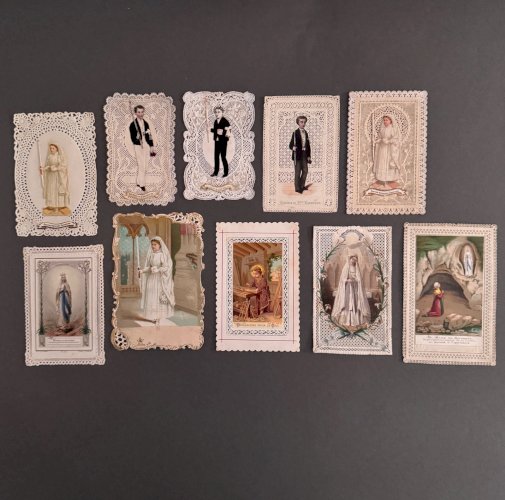 Lot de 9 canivets images pieuses anciennes Première Communion M3729