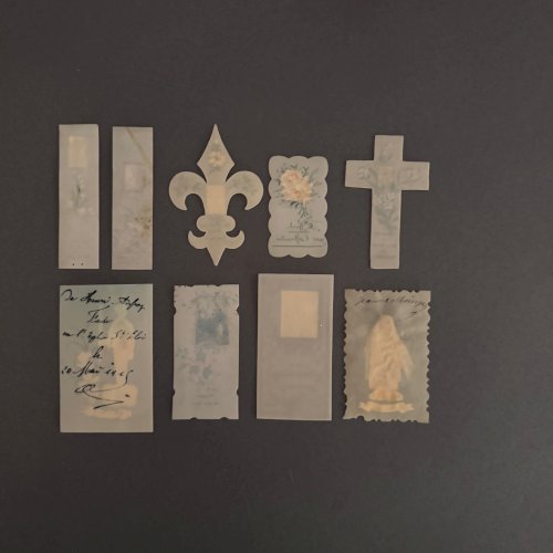 Lot de 9 images pieuses en celluloïd fin XIXe A5797