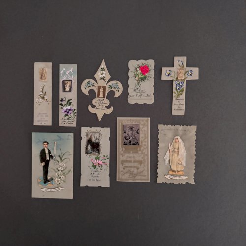 Lot de 9 images pieuses en celluloïd fin XIXe A5797