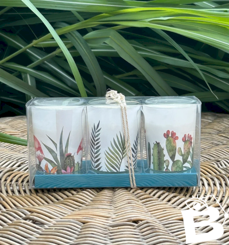 Lot de bougies motifs tropicaux