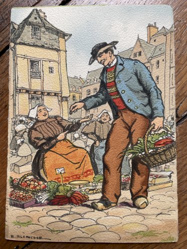 Lot de cartes postales anciennes, chromo, menus décorés, début XXème