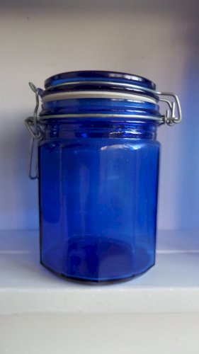 Lot de Cinq Pots de Cuisine en Verre Bleu Cobalt