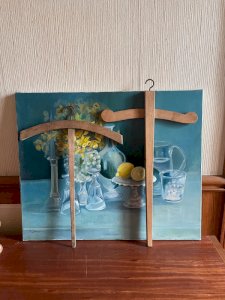 Lot of antique wooden hangers