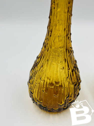 Lot de deux bouteilles Empoli verre ambre texturé vintage