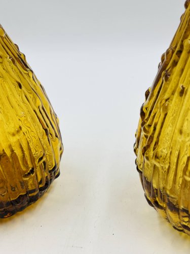Lot de deux bouteilles Empoli verre ambre texturé vintage