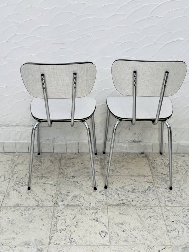 Lot de deux chaises vintage formica gris et chrome