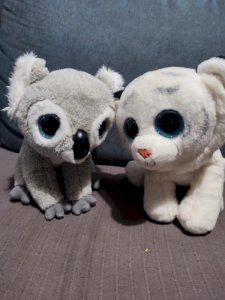 lot de deux peluches koala et tigre blanc de taille moyenne TY en tres bon etat