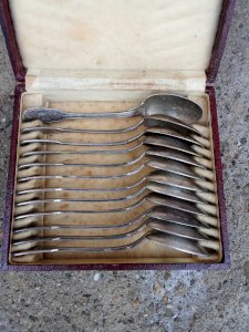 Set of twelve antique silver-plated spoons
