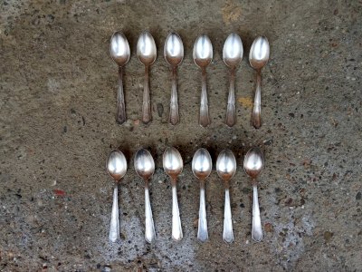 Set of twelve antique silver-plated small spoons
