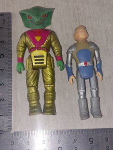 Dino Riders figurine set, Fang + Turret, Tyco 1987
