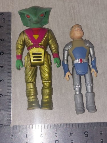 Lot de figurines Dino Riders, Fang + Turret, Tyco 1987