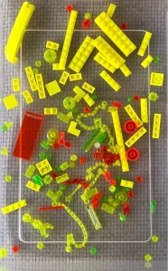 Lot of fluorescent Lego pieces
