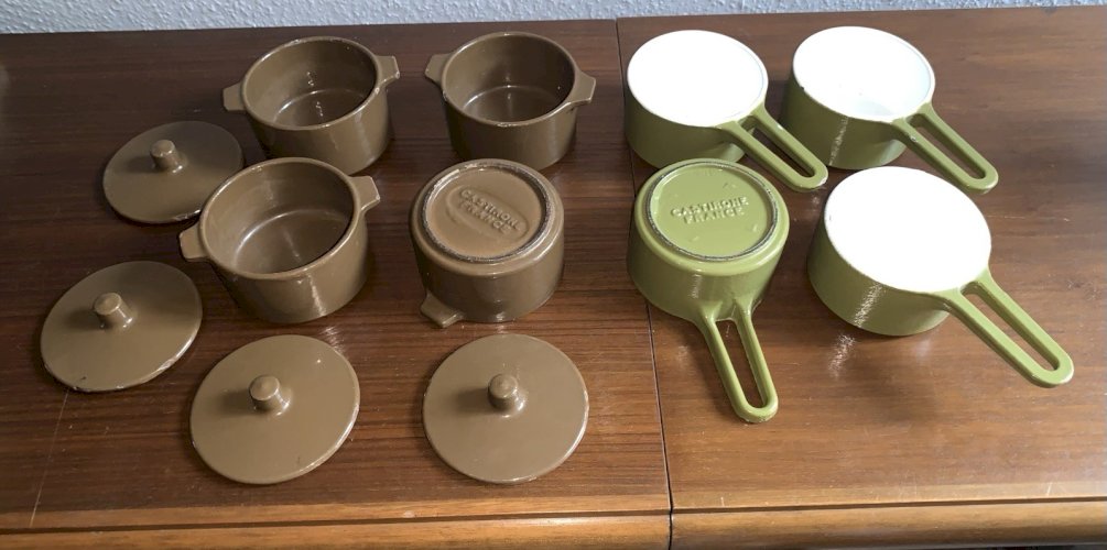 Lot de poelon et mini cocotte vintage fonte émaillée Castirone France