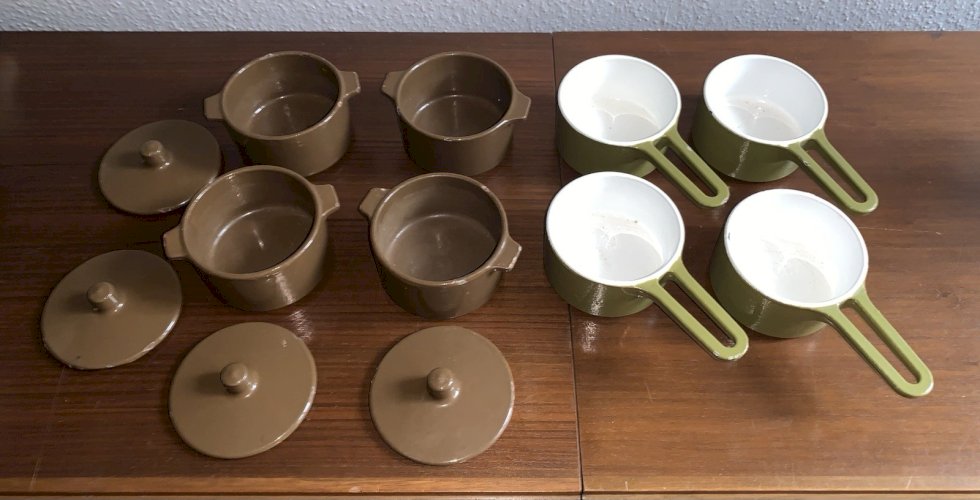 Lot de poelon et mini cocotte vintage fonte émaillée Castirone France