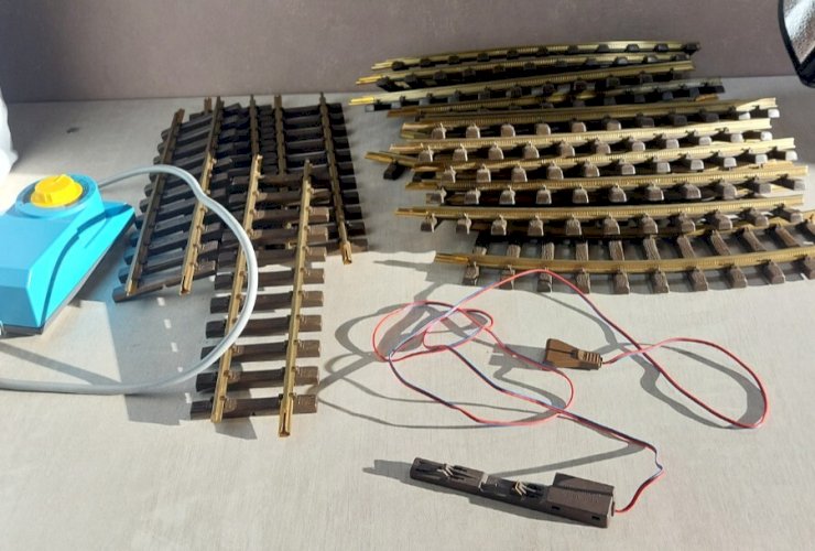 Lot de rails, transfo, connexion, Playmobil, train, Lehman