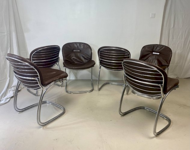 Lot de six chaises “Sabrina” – Gastone Rinaldi pour Rima Italie