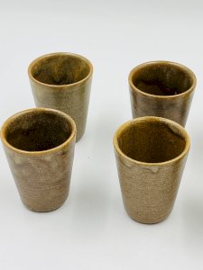 Set of six vintage Digoin stoneware cups