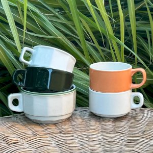 Lot de tasses bistrots rétro vintage