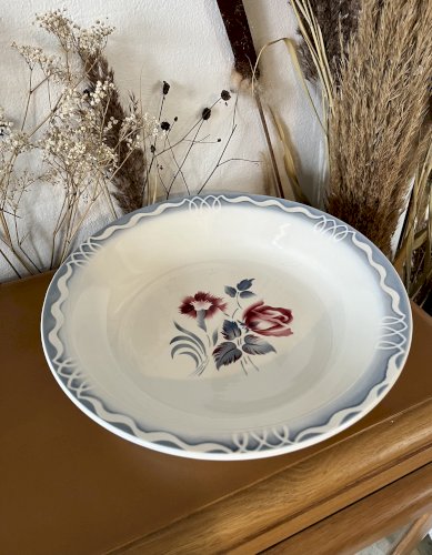 Lot n° 2 - Plat de service creux rond "Juliette" en porcelaine opaque - Digoin Sarreguemines