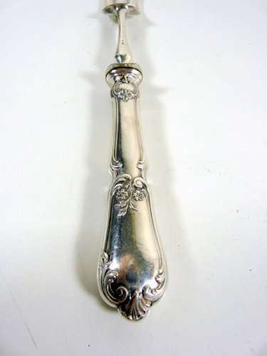 Lot services découper / salade / poisson manches argent fourré Louis XV BB boîte