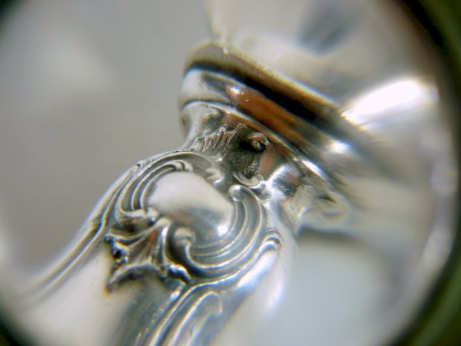 Lot services découper / salade / poisson manches argent fourré Louis XV BB boîte