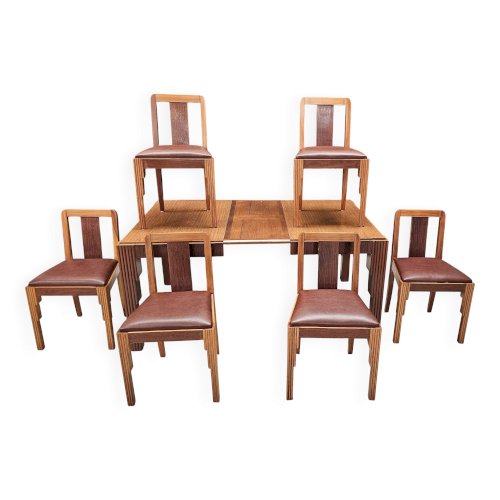 Lot table et ses 6 chaises Art déco de Saddier & fils