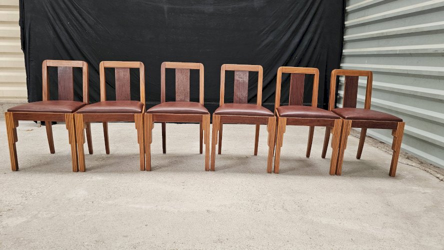 Lot table et ses 6 chaises Art déco de Saddier & fils