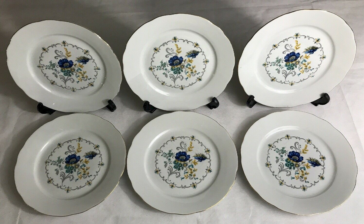 6 Assiettes Anciennes Thomas Bavaria – Porcelaine Fleurie Vintage