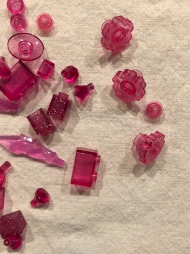 Lot/vrac de pièces Lego roses et bleues translucides