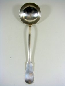 Silver-Plated Metal Ladle Christofle 19th Century Uniplat Decor Monogram JC Stamps
