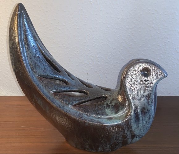 Louis Giraud céramique Vallauris vase à l'oiseau 1960's