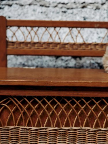 Lucien, le coffre en bois et rotin N°62