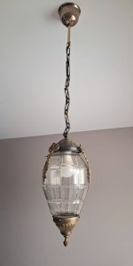 Luminaire gland art déco à suspendre, lustre ancien