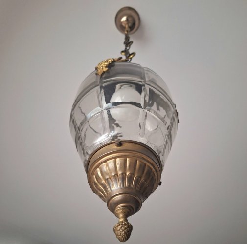 Luminaire gland art déco à suspendre, lustre ancien